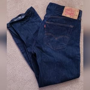Levi's 501 original fit straight 36x32 dark blue mens jeans
